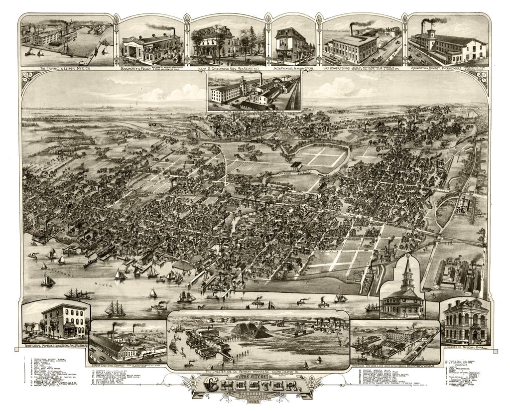 Vintage Map of Chester, Pennsylvania 1895