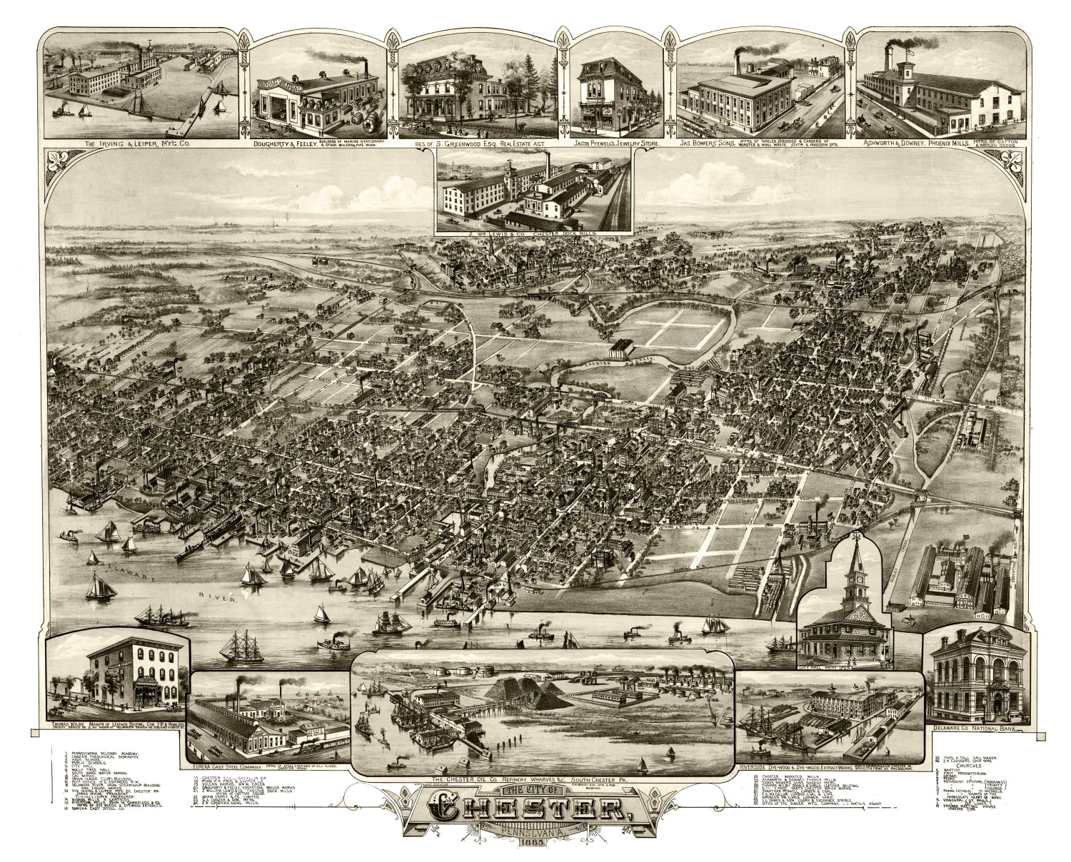 Vintage Map of Chester, Pennsylvania 1895