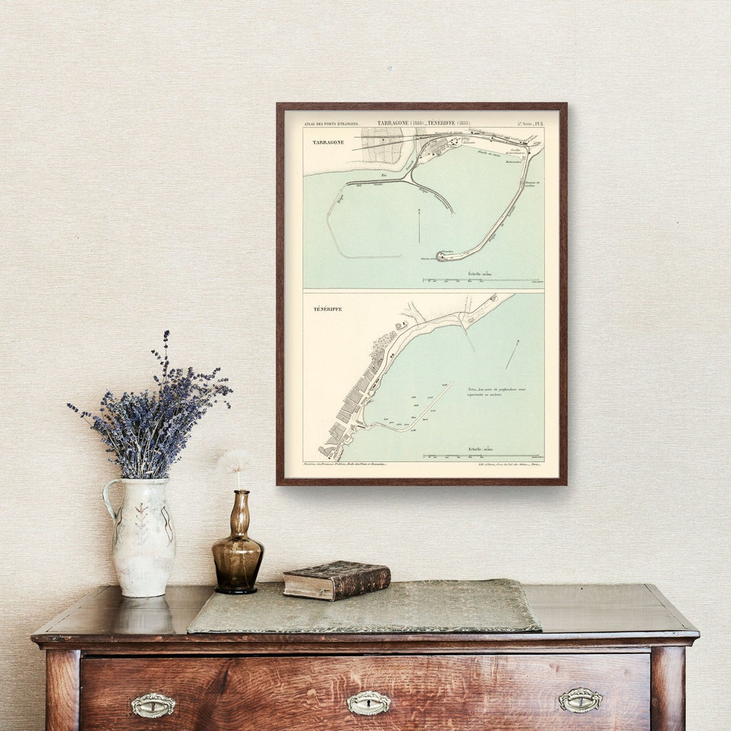 Vintage Map of Tarragona, Spain 1888