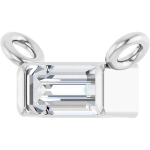 14K White Gold 1/10 CT Lab Grown Diamond Baguette Necklace Center