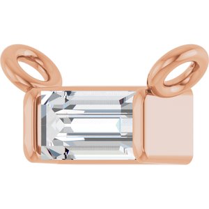 14K Rose Gold 1/10 CT Lab Grown Diamond Baguette Necklace Center