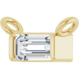14K Yellow Gold 1/10 CT Lab Grown Diamond Baguette Necklace Center