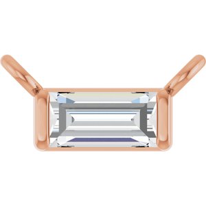 14K Rose Gold 1/10 CT Lab Grown Diamond Baguette Necklace Center