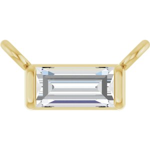 14K Yellow Gold 1/10 CT Lab Grown Diamond Baguette Necklace Center
