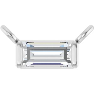 14K White Gold 1/10 CT Lab Grown Diamond Baguette Necklace Center