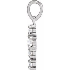 Platinum 1/8 CTW Rose-Cut Natural Diamond Cross Pendant