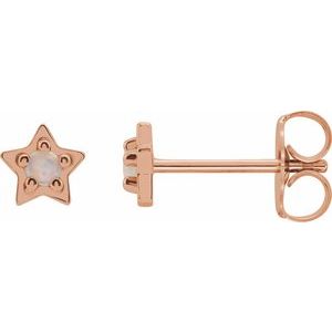 14K Rose Gold Natural White Opal Petite Star Earrings