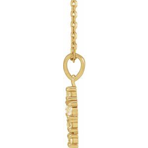 14K Rose Gold 1/6 CTW Rose-Cut Natural Diamond Cross 16-18" Necklace