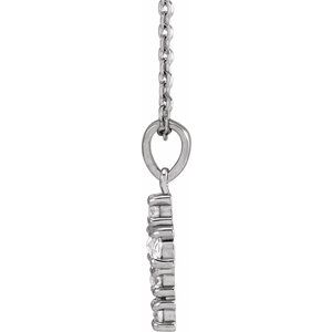 Sterling Silver 1/6 CTW Rose-Cut Natural Diamond Cross 16-18" Necklace