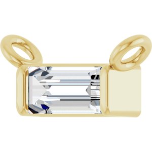 14K Yellow Gold 1/8 CT Lab Grown Diamond Baguette Necklace Center