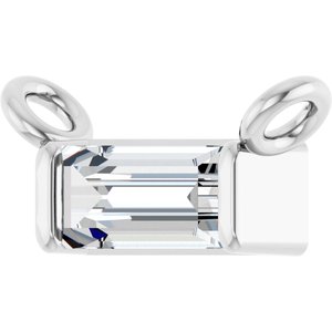 14K White Gold 1/8 CT Lab Grown Diamond Baguette Necklace Center