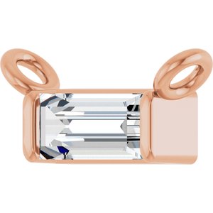 14K Rose Gold 1/8 CT Lab Grown Diamond Baguette Necklace Center