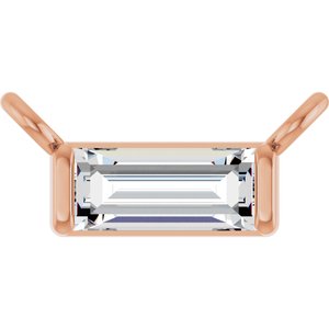 14K Rose Gold 1/8 CT Lab Grown Diamond Baguette Necklace Center