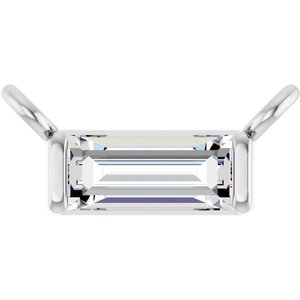 14K White Gold 1/8 CT Lab Grown Diamond Baguette Necklace Center