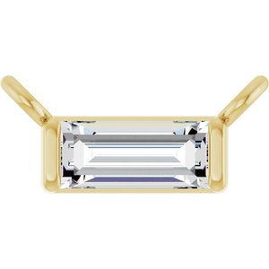 14K Yellow Gold 1/8 CT Lab Grown Diamond Baguette Necklace Center