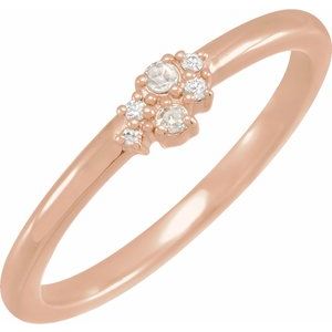14K Rose Gold .04 CTW Rose-Cut & Faceted Natural Diamond Stackable Ring