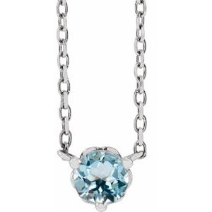 Platinum Natural Sky Blue Topaz Solitaire 18" Necklace