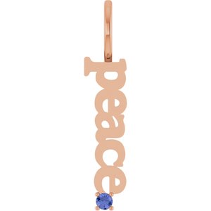 14K Rose Gold Natural Tanzanite Peace Charm/Pendant