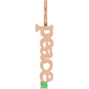 14K Rose Natural Tsavorite Garnet Peace Charm/Pendant