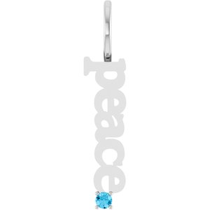 Sterling Silver Natural Aquamarine Peace Charm/Pendant