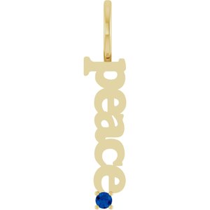14K Yellow Gold Natural Blue Sapphire Peace Charm/Pendant