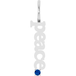 Platinum Natural Blue Sapphire Peace Charm/Pendant