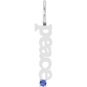 Platinum Natural Tanzanite Peace Charm/Pendant