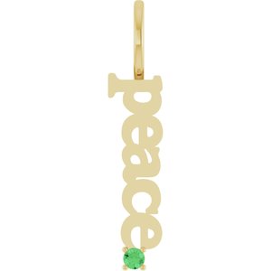 14K Yellow Gold Natural Tsavorite Garnet Peace Charm/Pendant