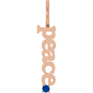 14K Rose Gold Natural Blue Sapphire Peace Charm/Pendant