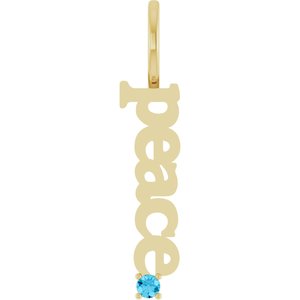 14K Yellow Gold Natural Aquamarine Peace Charm/Pendant