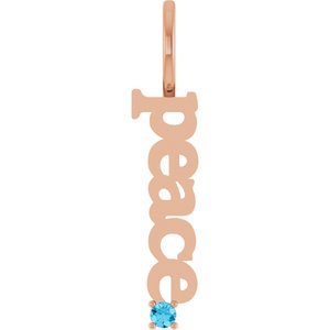 14K Rose Gold Natural Aquamarine Peace Charm/Pendant