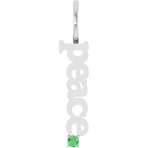 14K White Gold Natural Tsavorite Garnet Peace Charm/Pendant
