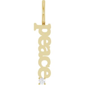 14K Yellow Gold Natural White Sapphire Peace Charm/Pendant