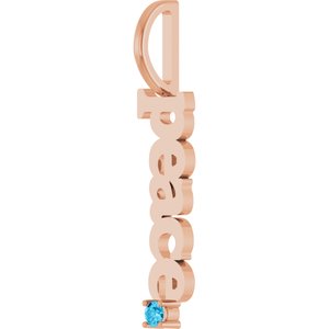 14K Rose Gold Natural Aquamarine Peace Charm/Pendant – image 2