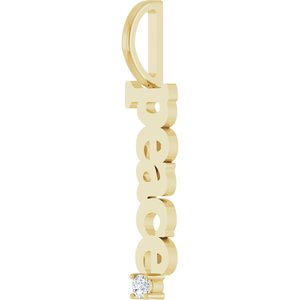 14K Yellow Gold Natural White Sapphire Peace Charm/Pendant – image 2