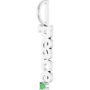 14K White Gold Natural Tsavorite Garnet Peace Charm/Pendant – image 2