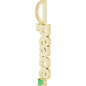 14K Yellow Gold Natural Tsavorite Garnet Peace Charm/Pendant – image 2
