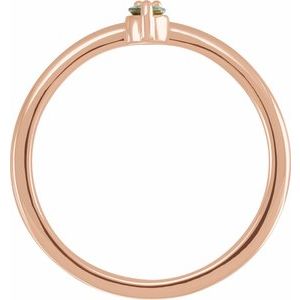 14K Rose Gold Natural Green Sapphire & .015 CT Natural Diamond Ring