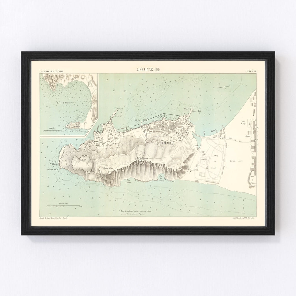 Vintage Map of Gibraltar, Spain 1888