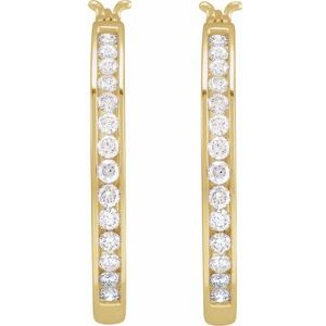 14K Yellow Gold 1/2 CTW Natural Diamond Hoop Earrings – image 2