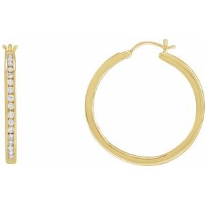 14K Yellow Gold 1/2 CTW Natural Diamond Hoop Earrings