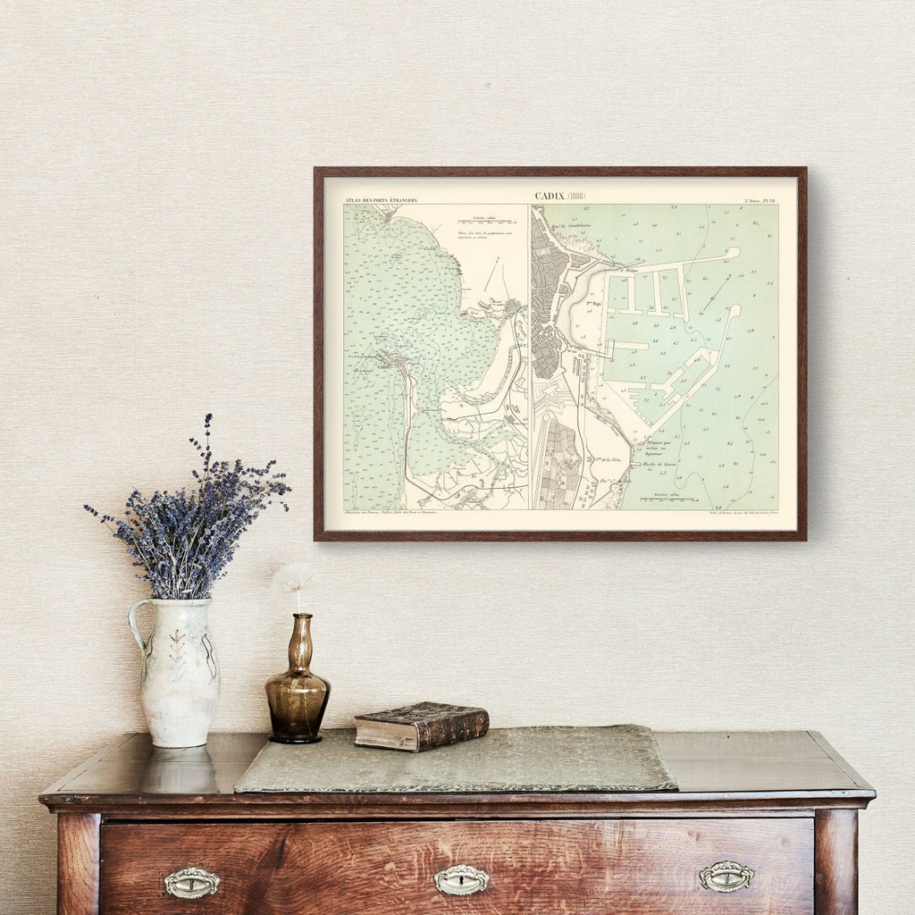 Vintage Map of Cadix, Spain 1888