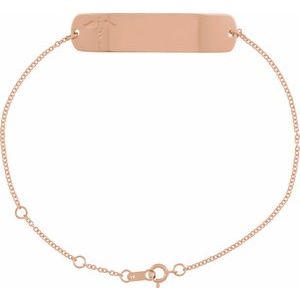14K Rose Gold Engravable Medical Identification 6 1/2-7 1/2" Bracelet