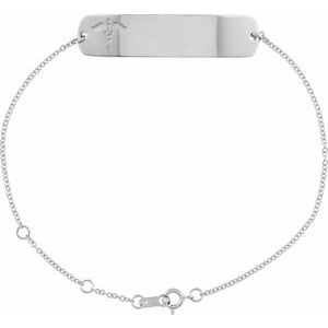 14K White Gold Engravable Medical Identification 6 1/2-7 1/2" Bracelet