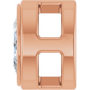 14K Rose Gold 1/10 CT Rose-Cut Natural Diamond Slide Pendant