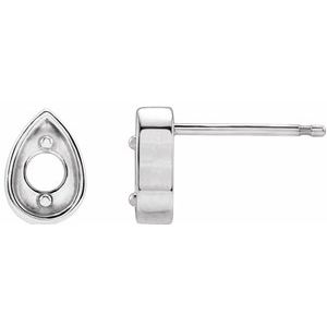 Platinum 2 mm Round Teardrop Earring Mounting
