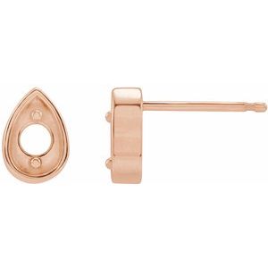 14K Rose Gold 2 mm Round Teardrop Earring Mounting