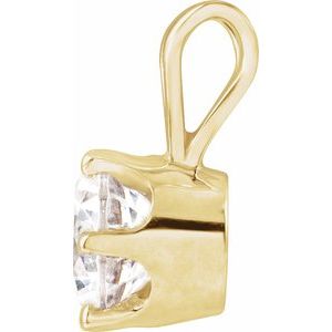 14K Yellow Gold Imitation White Cubic Zirconia Solitaire Pendant