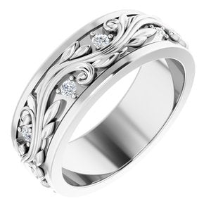 Platinum 1/6 CTW Natural Diamond Band Size 7.5