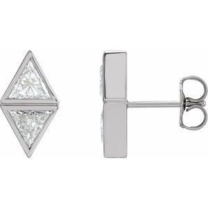 Platinum 1 1/5 CTW Natural Diamond Two-Stone Bezel-Set Earrings